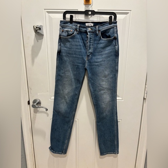 Re/Done 80s Slim Straight Jeans in Dark Worn 4 Size 29 - like new! - Picture 2 of 6